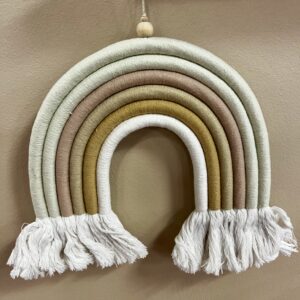 Macramé Regnbue, lys grøn/brun